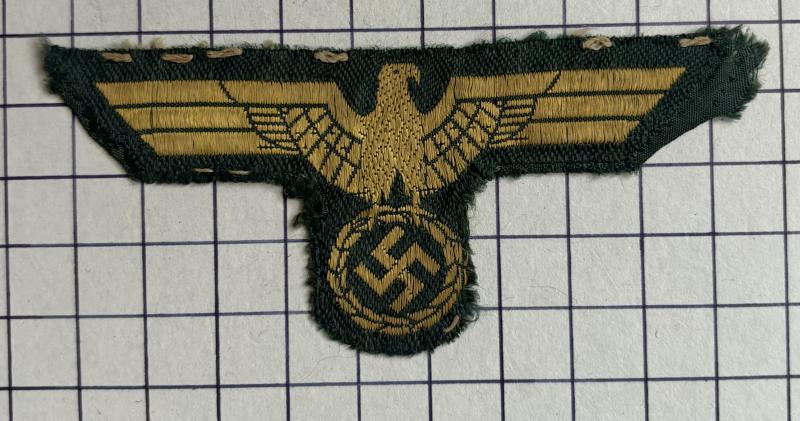 cWW2 German Coastal Artillery Kriegsmarine 'Bevo Style' Breast Eagle Badge