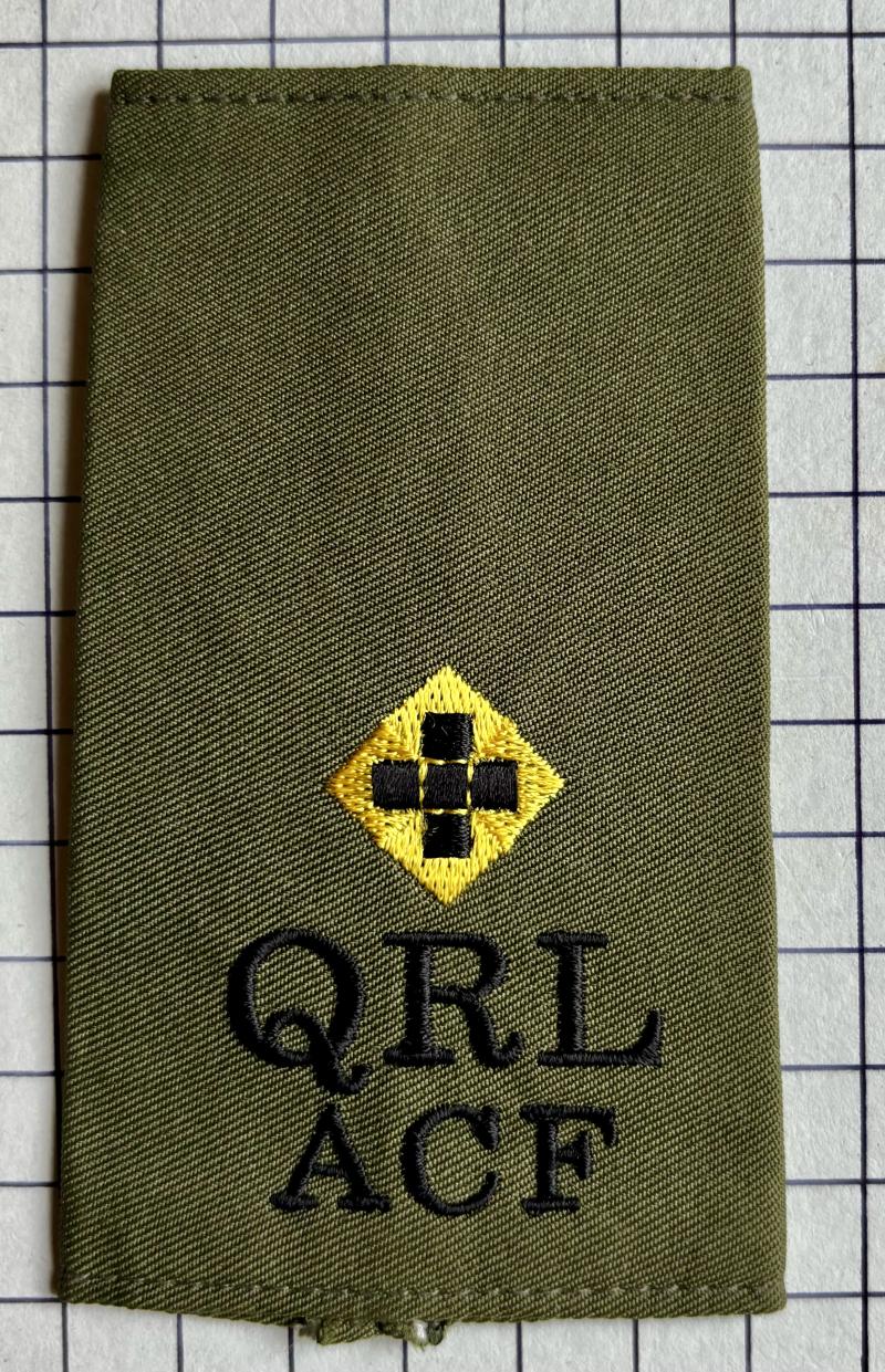 Queen's Royal Lancers Army Cadet Force (ACF) 2 Lt Slip-on Rank Slide Shoulder Title Badge