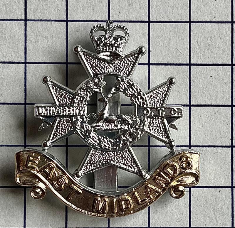 East Midlands Universities Officers' Training Corps (OTC) Anodised Aluminium Cap Badge Firmin