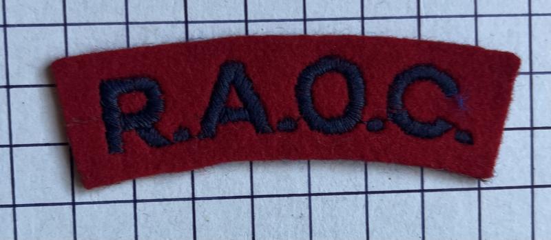 Royal Army Ordnance Corps (RAOC) Cloth Shoulder Title Badge