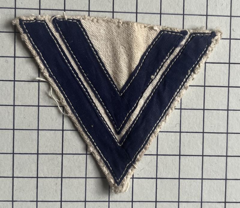 cWW2 German Naval Kriegsmarine Obergefreiter's Cloth Rank Chevron Stripes Armwinkel Patch Badge